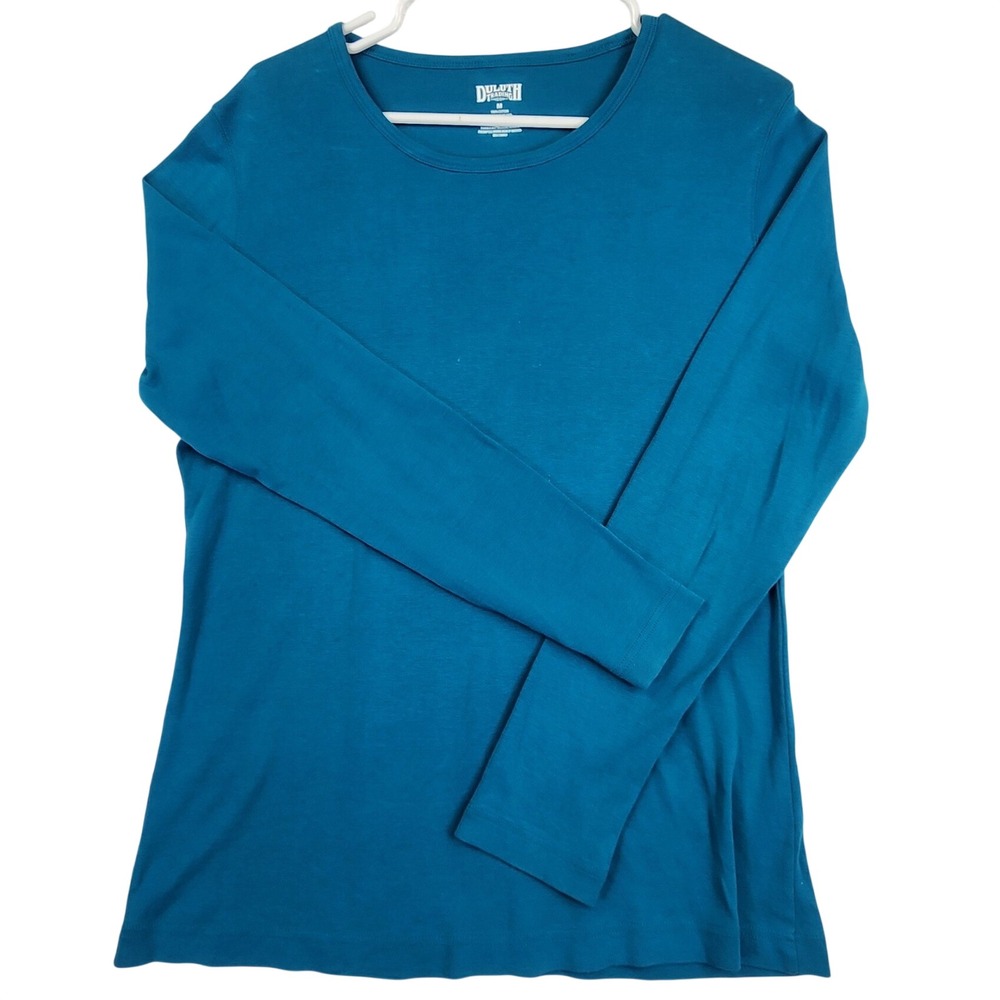 Duluth Trading Co Teal Long Sleeve Crew Neck Cotton Tee Gorpcore Outdoor Utility
